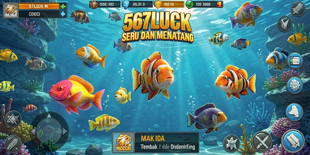 Tampilan gameplay seru dalam 567LUCK saat menembak ikan.