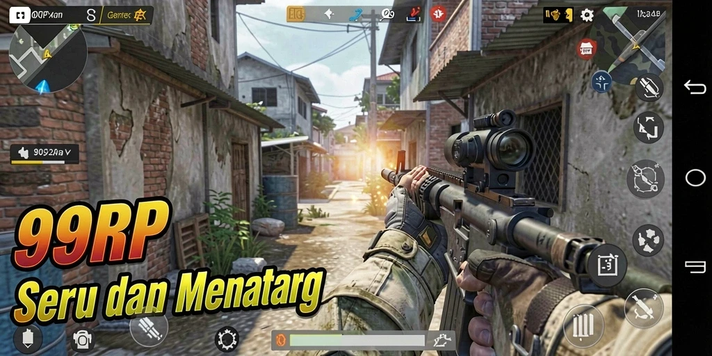 Tampilan gameplay dinamis dan seru dari 99RP saat pertempuran berlangsung.