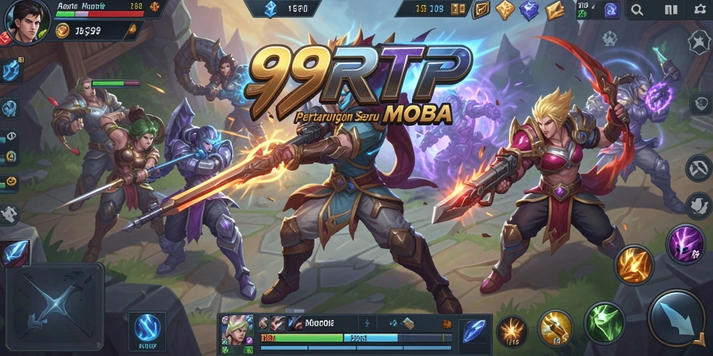 Tampilan aksi seru dalam game MOBA 99RTP.