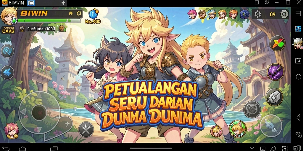 Tampilan menarik gameplay BIWIN dengan karakter Anime yang beragam.