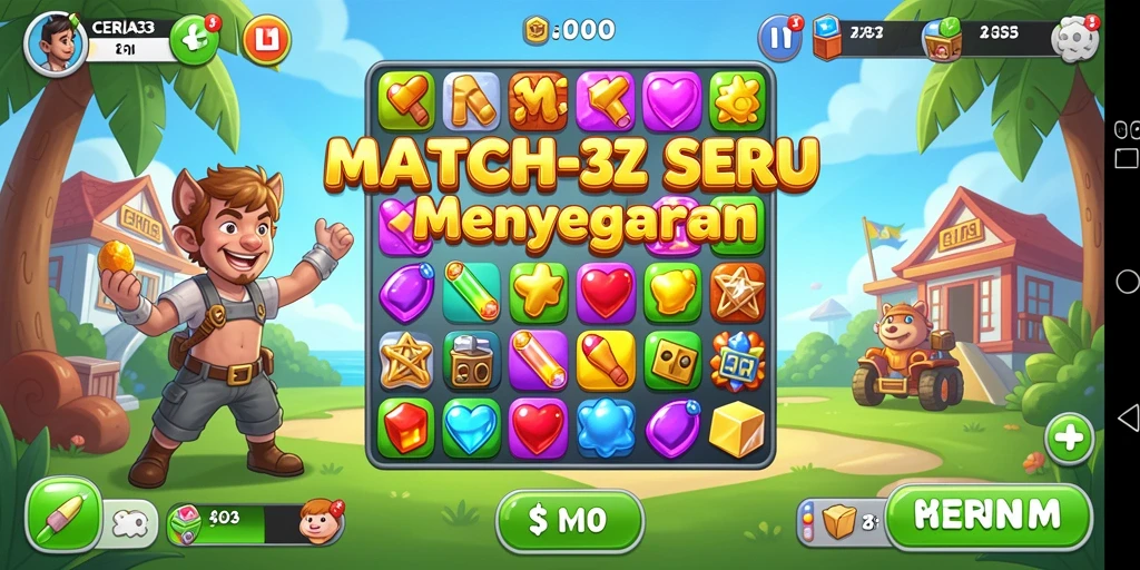 Tampilan menarik dari gameplay CERIA33 yang penuh warna.