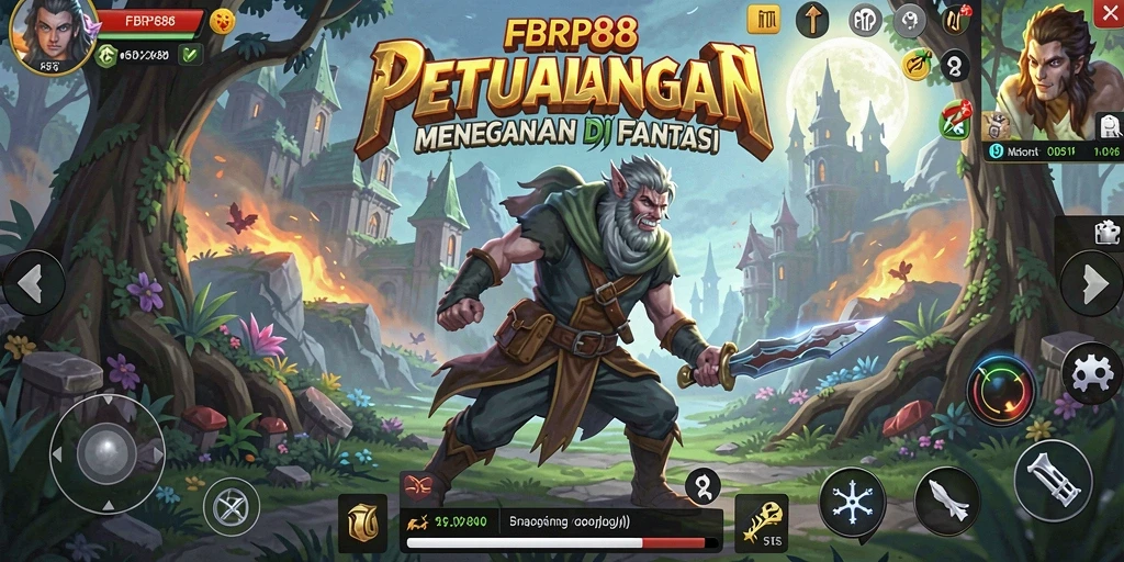 Screenshot gameplay FBRP88 menampilkan pertarungan epik dan eksplorasi dunia fantastis.