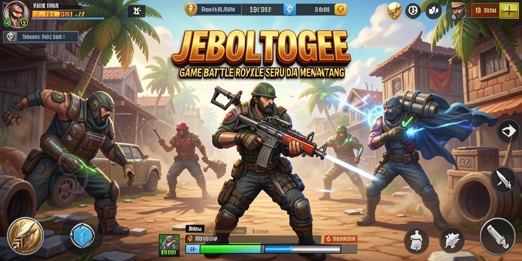 Screenshot gameplay JEBOLTOGEL yang menampilkan aksi Battle Royale penuh intensitas.