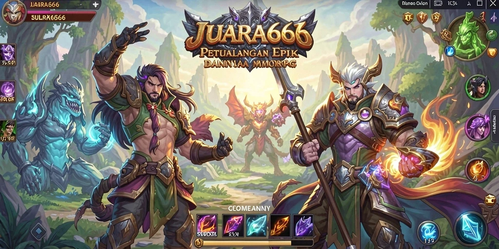 Screenshot menampilkan petualangan seru dalam JUARA666, menjelajahi dunia MMORPG.