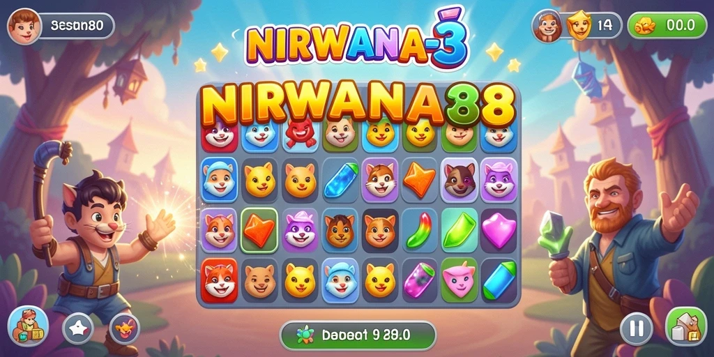 Tampilan gameplay NIRWANA88 yang penuh warna dan dinamis.