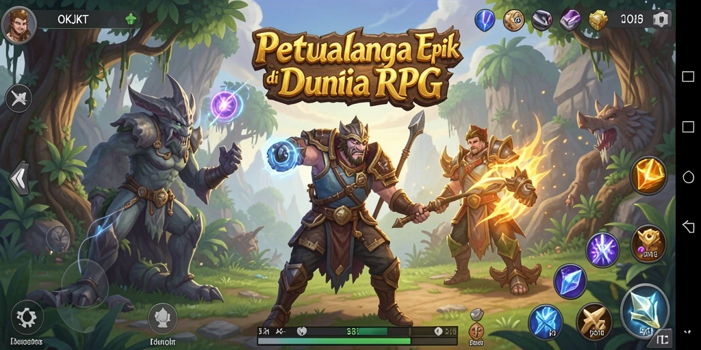 Tangkapan layar menunjukkan pertarungan epik dalam game OKJKT yang menakjubkan.