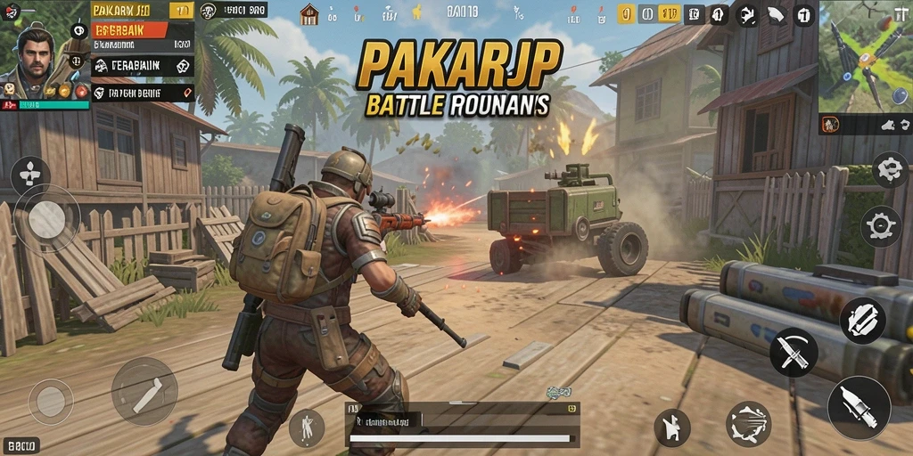 Tampilan gameplay seru PAKARJP dalam aksi Battle Royale.