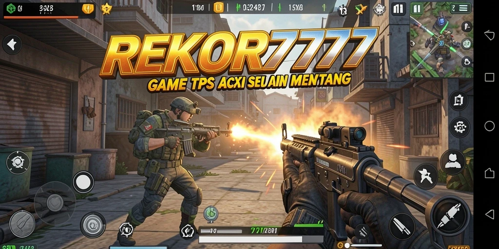 Tampilan gameplay seru dari REKOR777 dengan aksi tembak-menembak.
