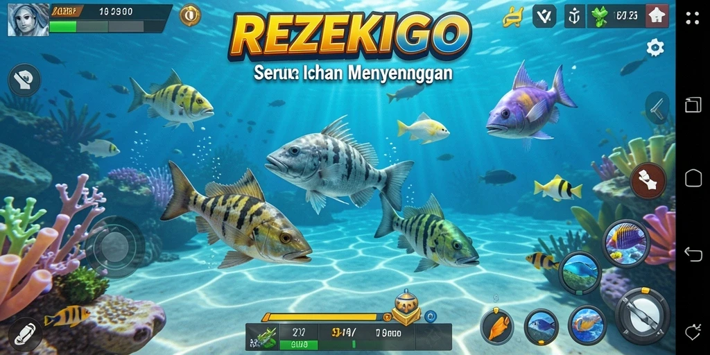 Tangkapan layar gameplay Tembak Ikan yang menampilkan aksi seru di lautan.