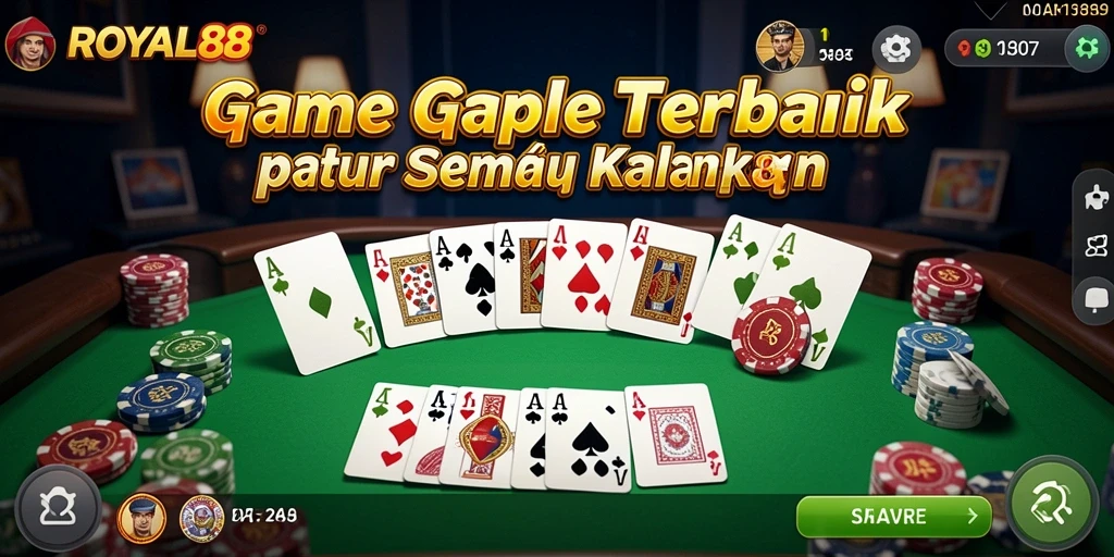 Tampilan gameplay Gaple yang seru dan interaktif di ROYAL88.