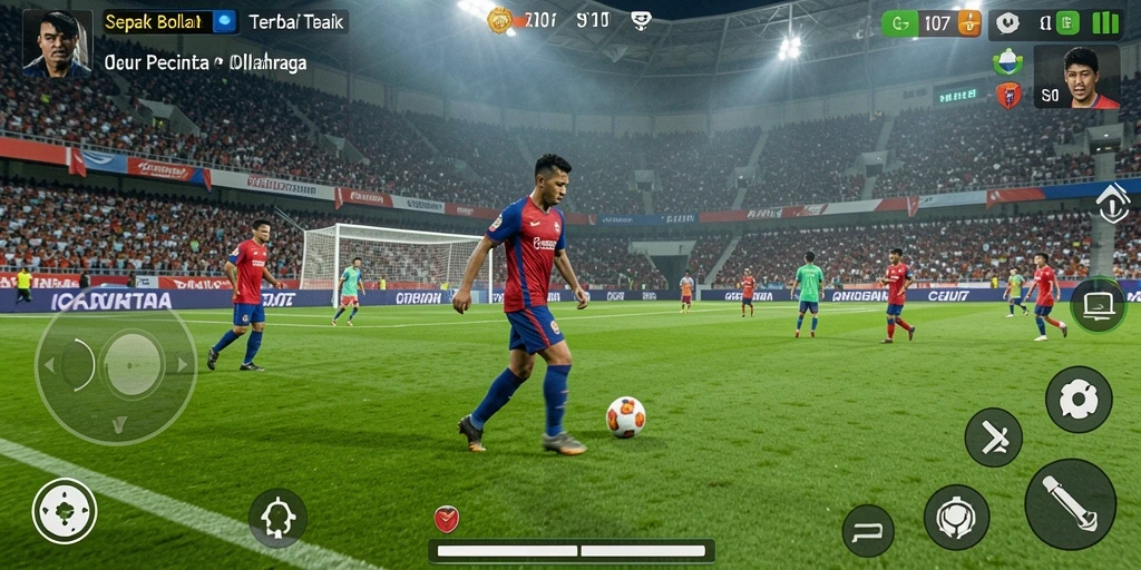 Tampilan gameplay dinamis dari SD107 yang penuh aksi sepak bola.