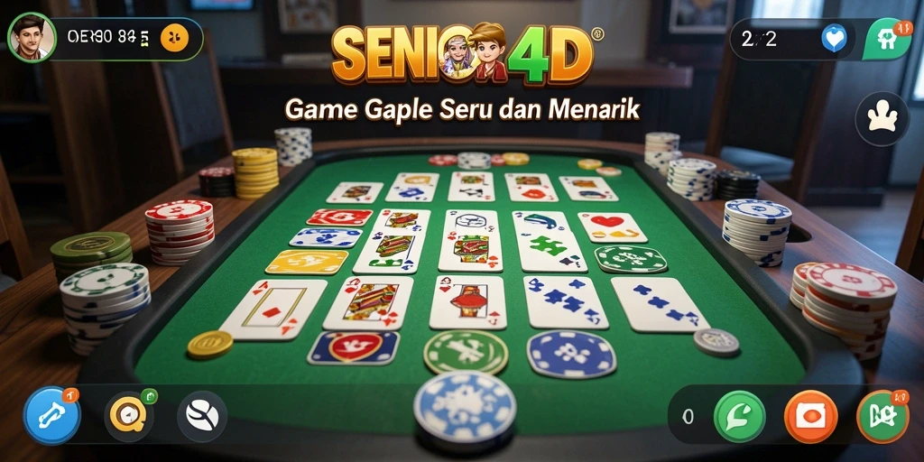 Tampilan gameplay Gaple di SENIOR4D yang seru dan menarik.