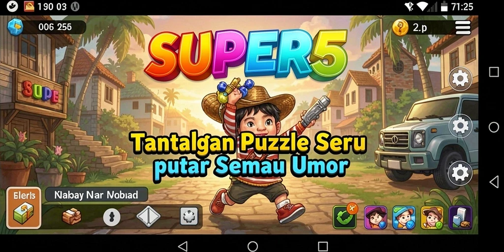 Tangkapan layar SUPER5 menampilkan gameplay yang mendebarkan dari tantangan puzzle.