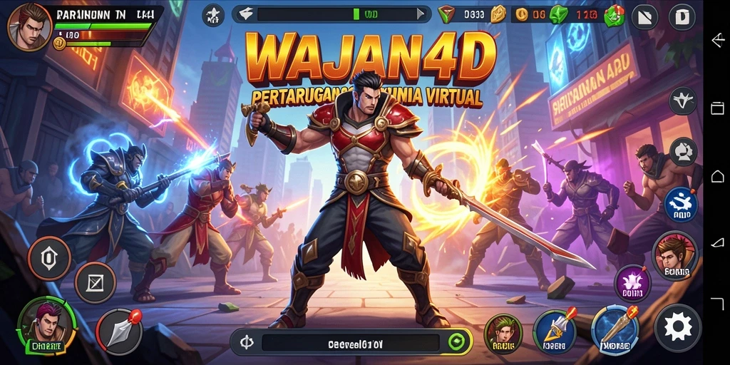 Screenshot gameplay WAJAN4D yang menunjukkan pertarungan epik.