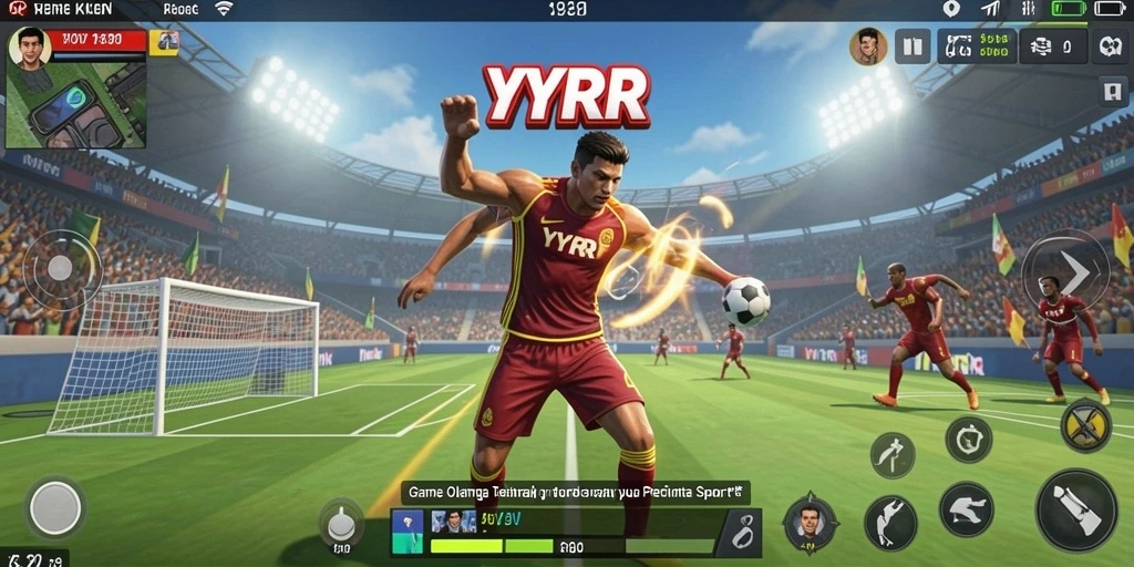 Tangkapan layar permainan YYRR yang menampilkan aksi seru dalam olahraga.